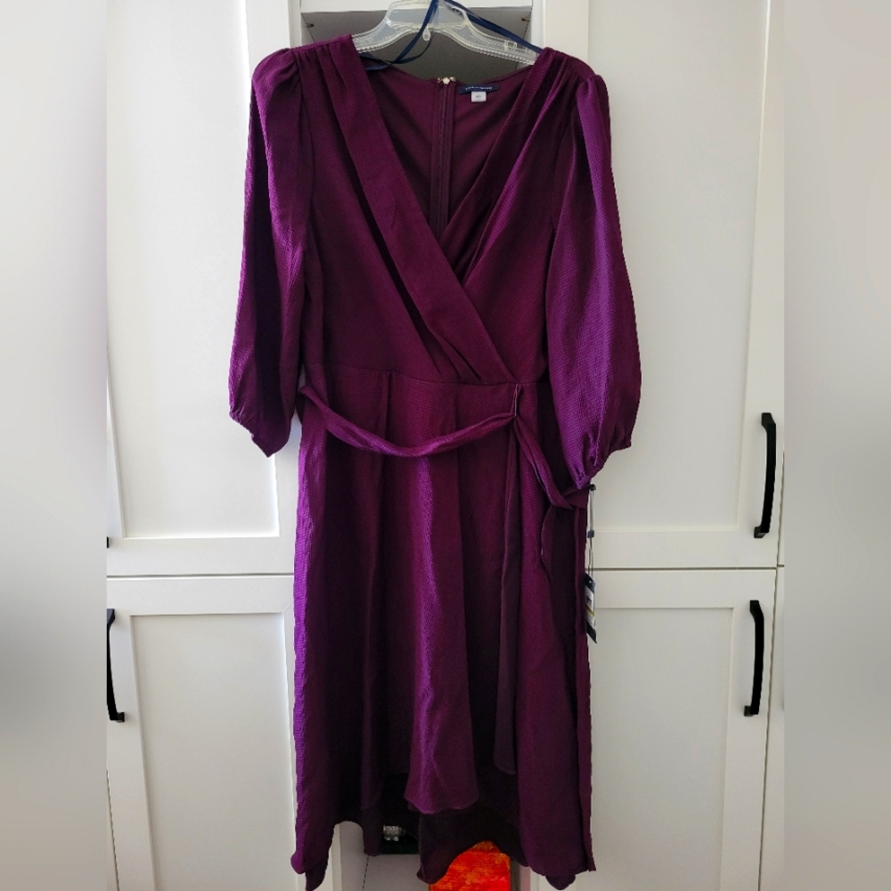 NWT Tommy Hilfiger Sz. 14 Elegant Plum Purple Wrap Dress
